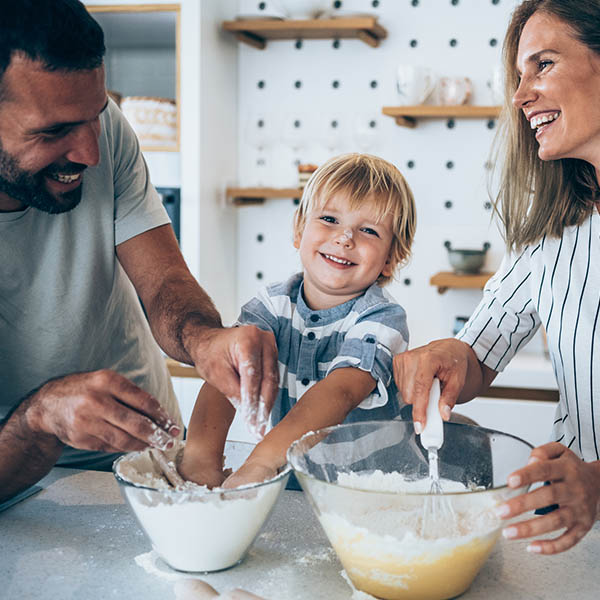 Family cooking together