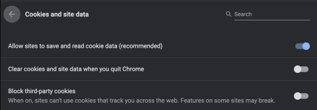 Settings on Chrome